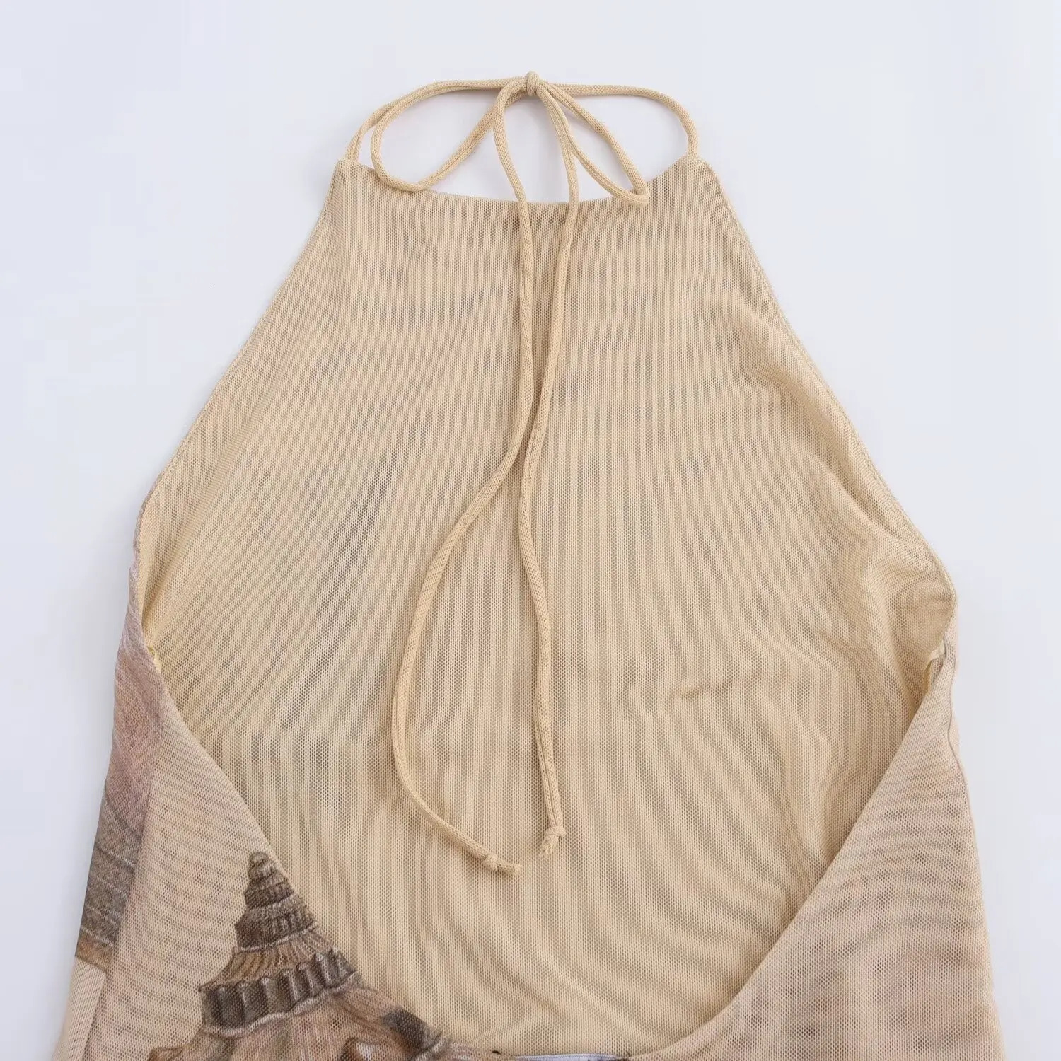 Autumn Temperament Womens European and American Style Fashion Slim Shell Print Silk Mesh Dress Street Skirt 250103