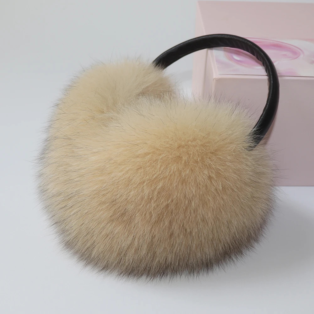 2024 Winter Women Real Fox Fur Earmuffs Natural Warm Fox Fur Earmuff Cute Oversized Fluffy Genuine Fox Fur Earmuffs 250106