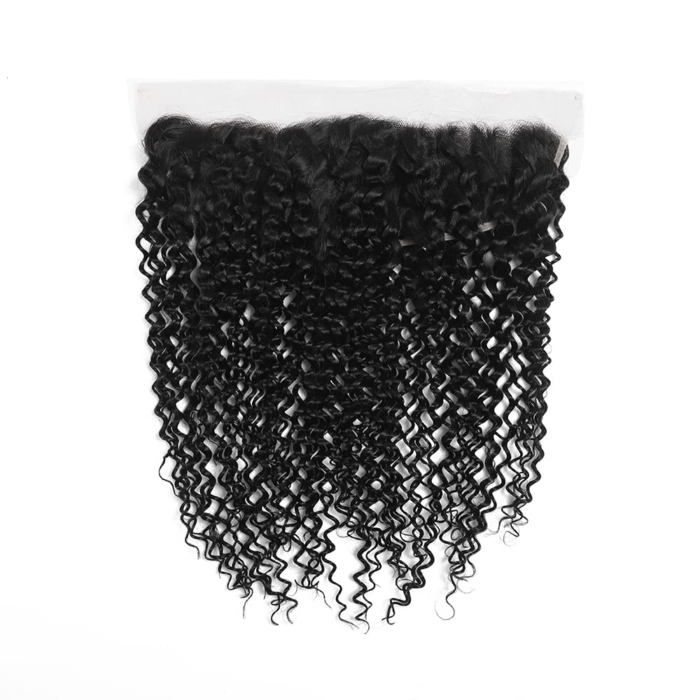 Free shipping Brazilian Jerry Curly 13x6 Tranparent HD Lace Frontal Human Natural Black Closure Pre Plucked With Baby Hair