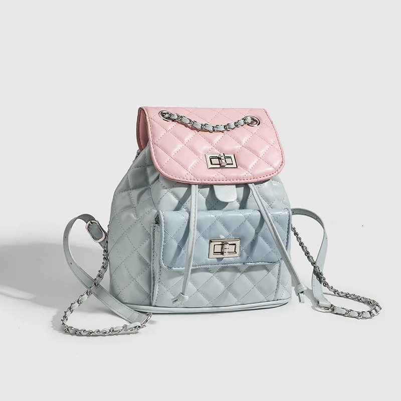 Foreign style small fragrant wind womens bag niche contrasting color backpack womens high-end chain women hand bag 250102