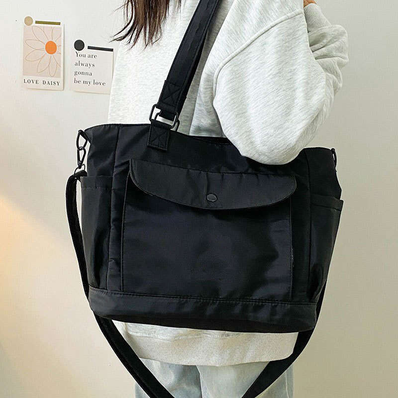 Large Capacity New Foreign Trade Women's Korean Version Fashionable Hand-Held Shoulder Crossbody Simple Large Nylon Tote Bag