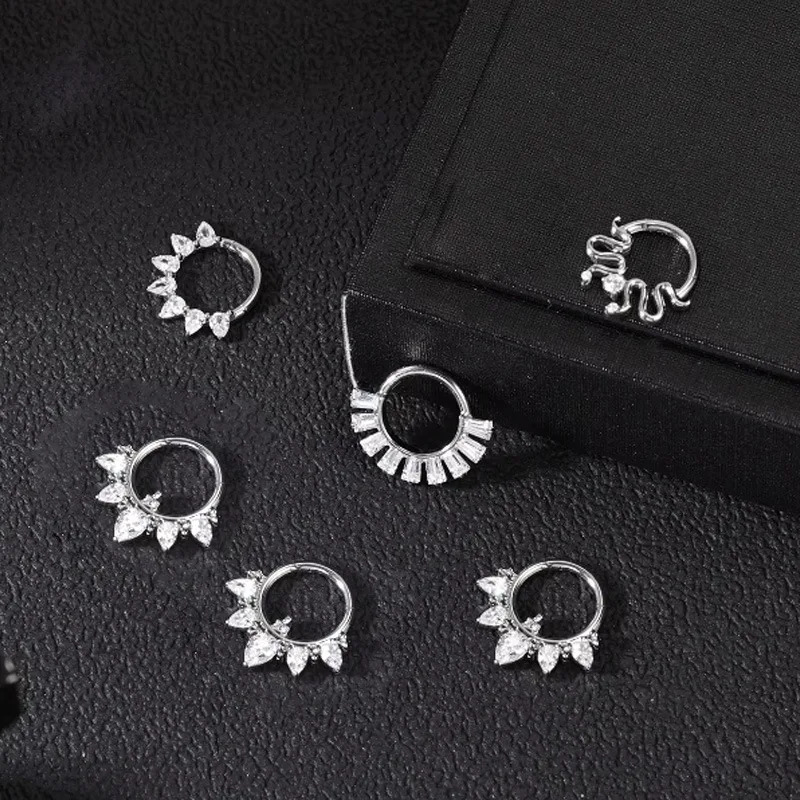 F136 Nose Ring for Men and Women 16G 8mm Hoop Septum Nose Piercing Jewelry Cartilage Earrings CZ Body Jewelry G23 250103