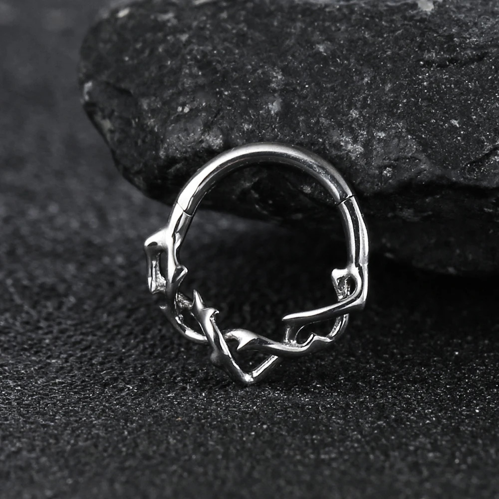 Twolobes 1PCS G23 Round Thorns Nose Rings Cartilage Hoop Earrings Segment Septum Clickers Piercing Jewelry Cool 250103