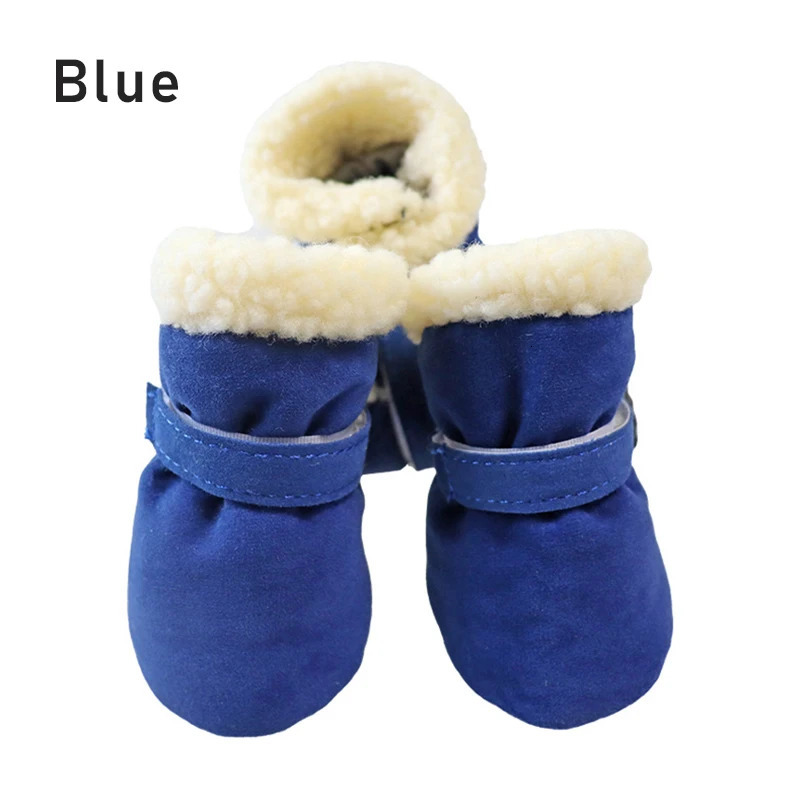 4PcsLot Winter Thick Warm Dog Shoes Soft Plush Non-slip Waterproof Snow Boot Puppy Outdoor Walking Shoes Pet Accessories 250106