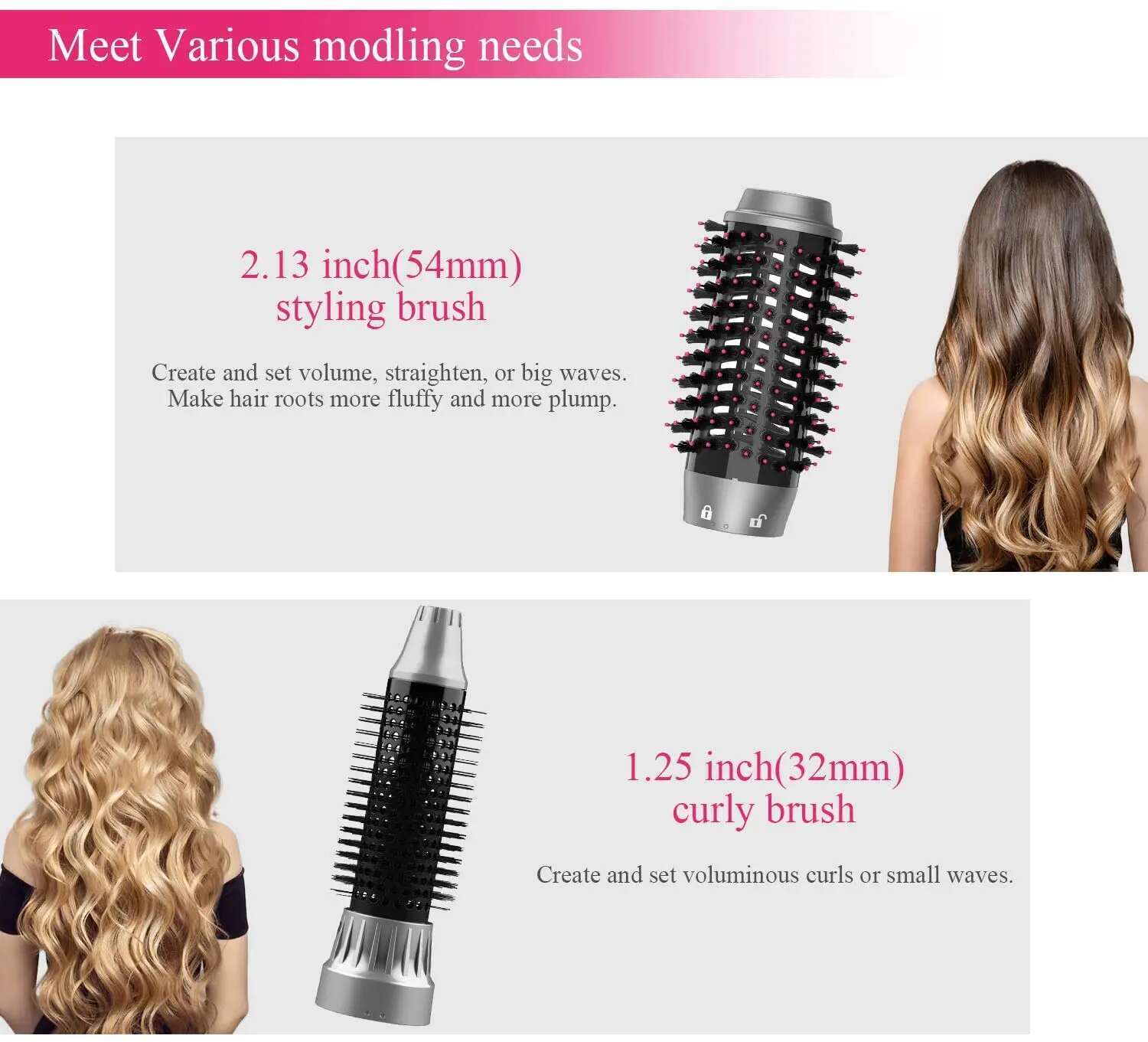 Interchangeable Multifunctional And Blower For Hot Air Brush Straightening hine Curg Styg Hair Dryer