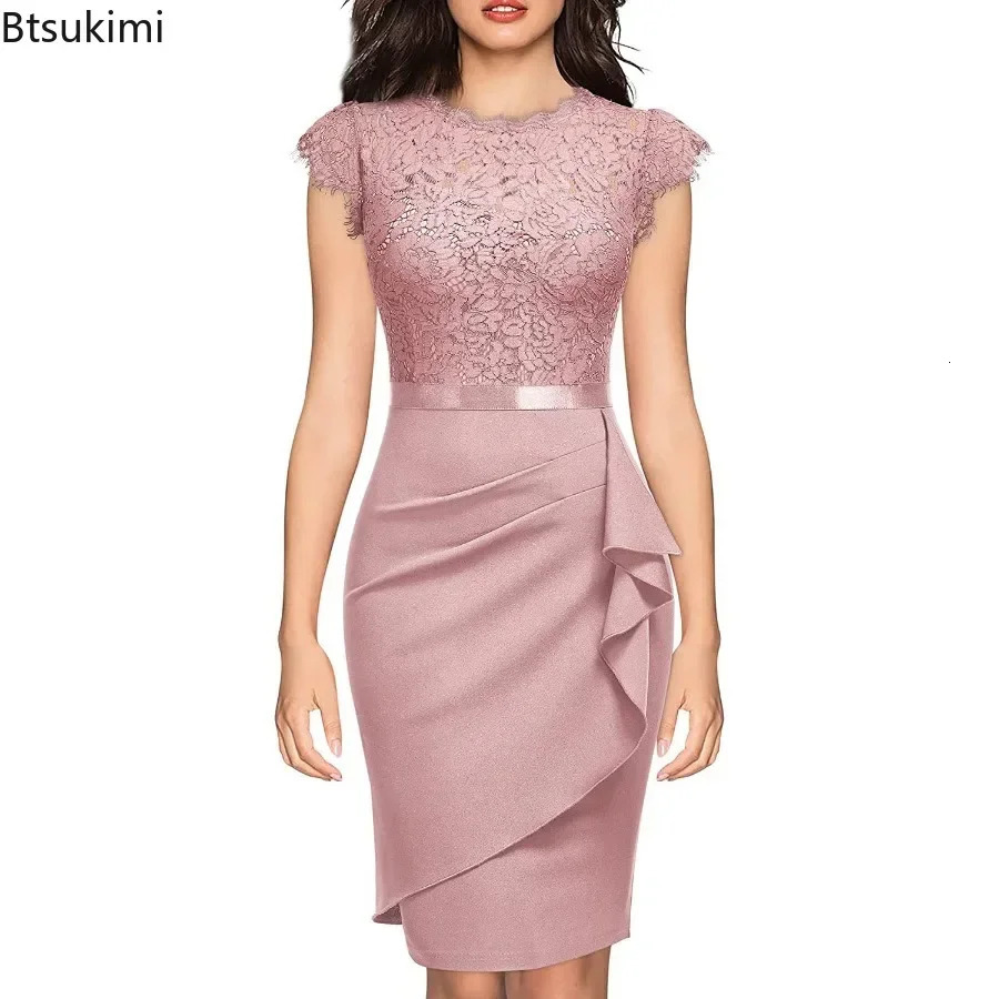 2025 Womens Elegant Lace Evening Dress Wedding Party Dress Sexy Office Womens Body Dress Fashion Birthday Club Vestdos Women 250103