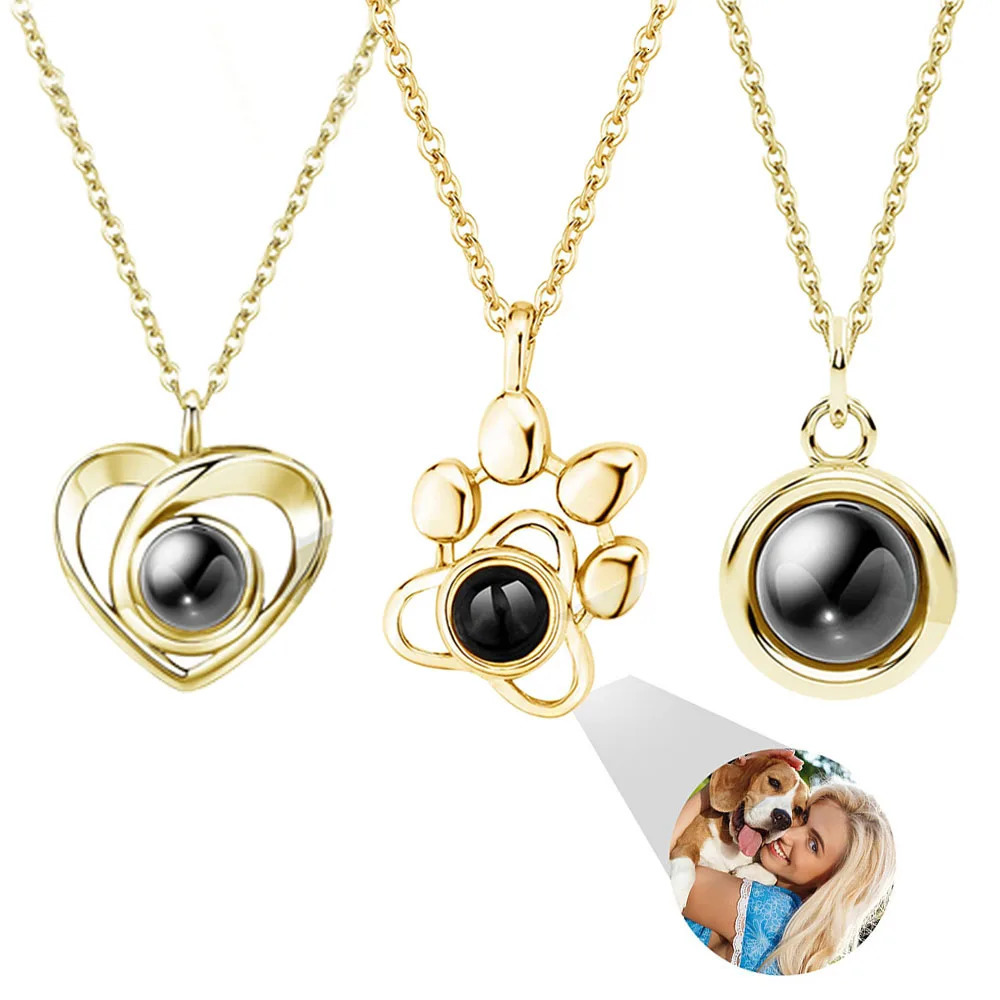 Custom Po Projection Necklace with Po Inside Cat Dog Paw Pendant Projection Po Necklace with Po Projection 250106