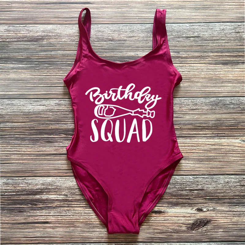 Birthday Queen Crown Swimsuit Squad One Piece Swimwear Woman Bachelorette Party Swimming Suit biquinis feminino mayo 250106