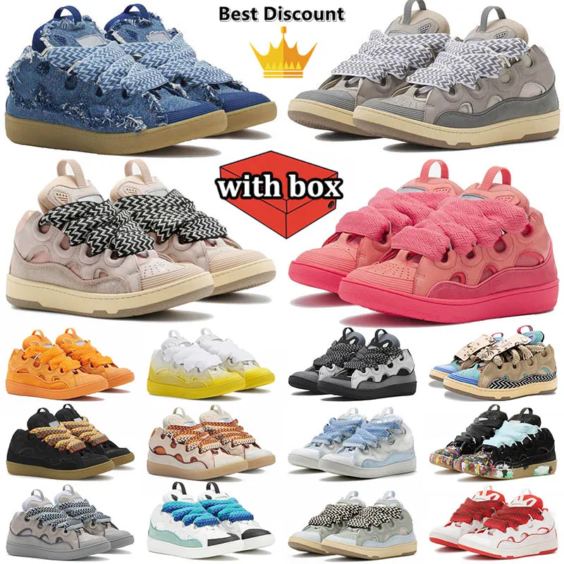 with box designer brand top quality men women flat leather curb sneakers embossed calfskin stripe stretch cotton Low luxurys mens flat bottoms rubber loafers shoes