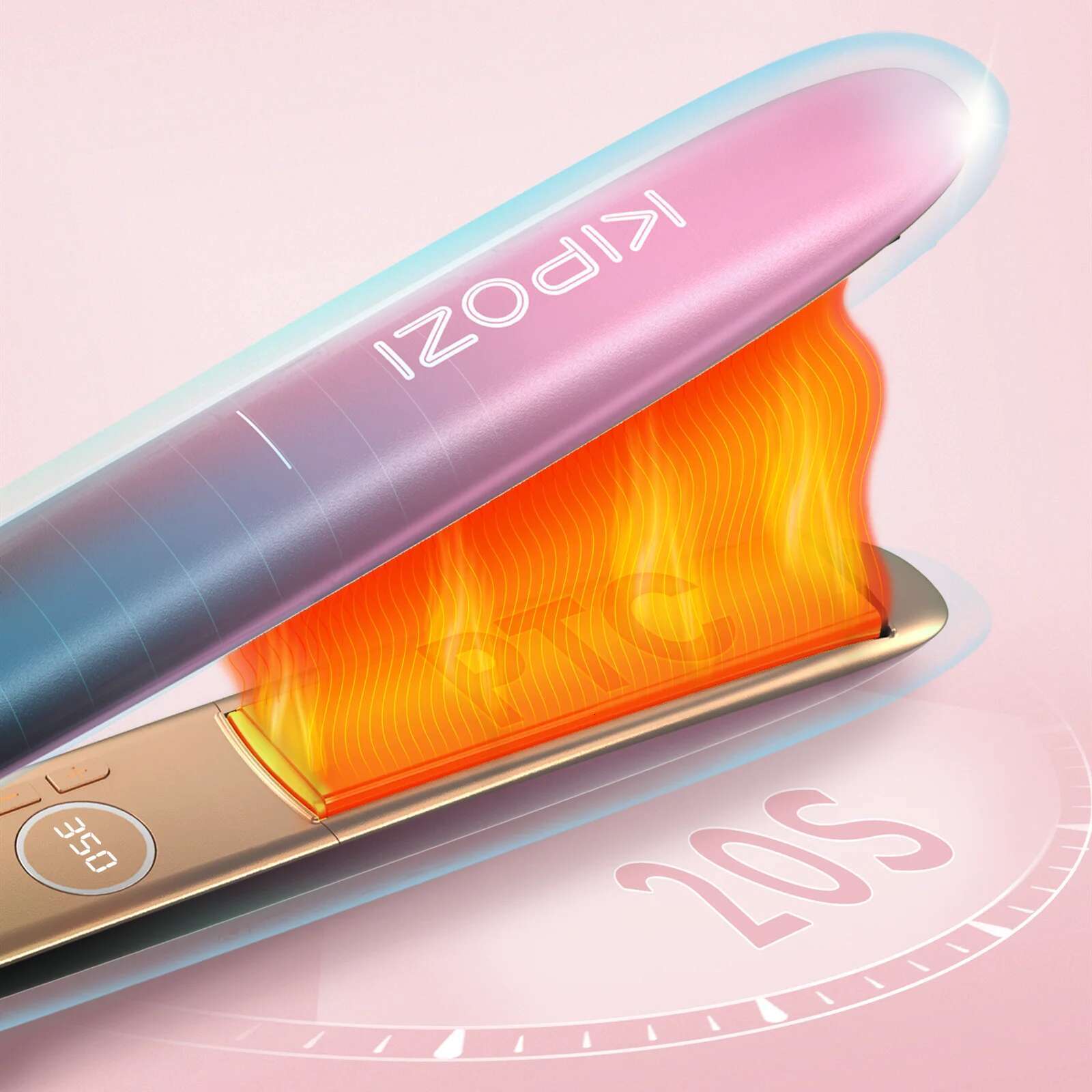 KIPOZI R7 Rose Gold Straightener Curg Titanium Flat Iron for Different Style Salon Hair Styg Tool