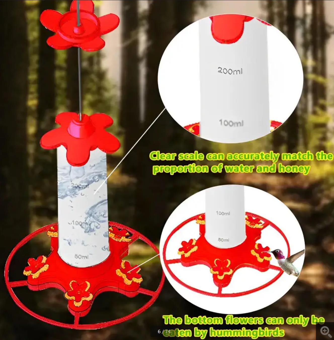 300ML Bird Feeder Drinker Hanging Honey Water Bird Feeder Anti-ants Leakproof Hummingbird Drinker for Home Garden Feeding Supply