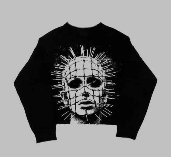 American y2k warm trendy jacquard knit sweater Harajuku fashion casual loose top for men and women ins