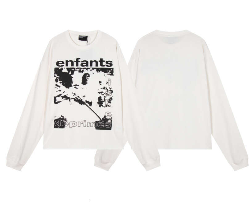 New Letter Character Printed Casual Round Neck Long Sleeve T-shirt for Men and Women High Street Trendy Brand Loose Bottom Top