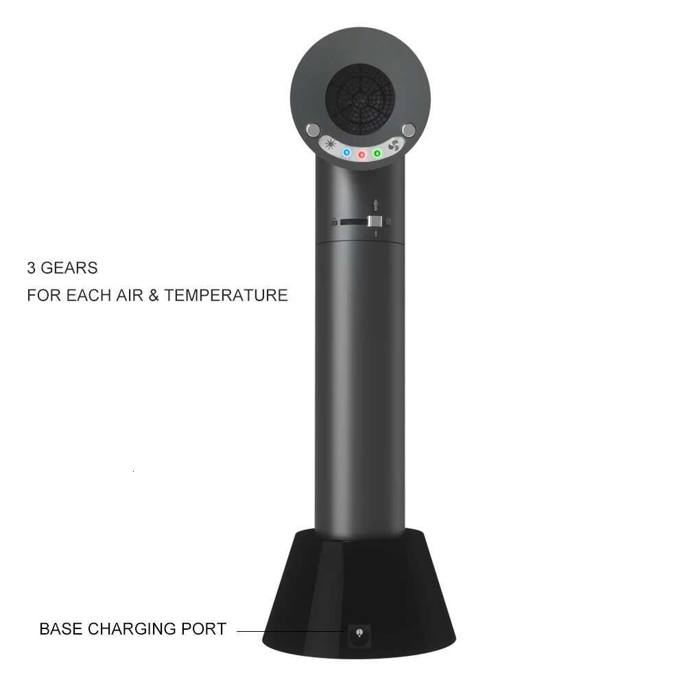 Cordless Hair Dryer Hot Wind and Natural Air Adjustment Rechargeable LED Battery Display Pet Students Baby Office Worker Use