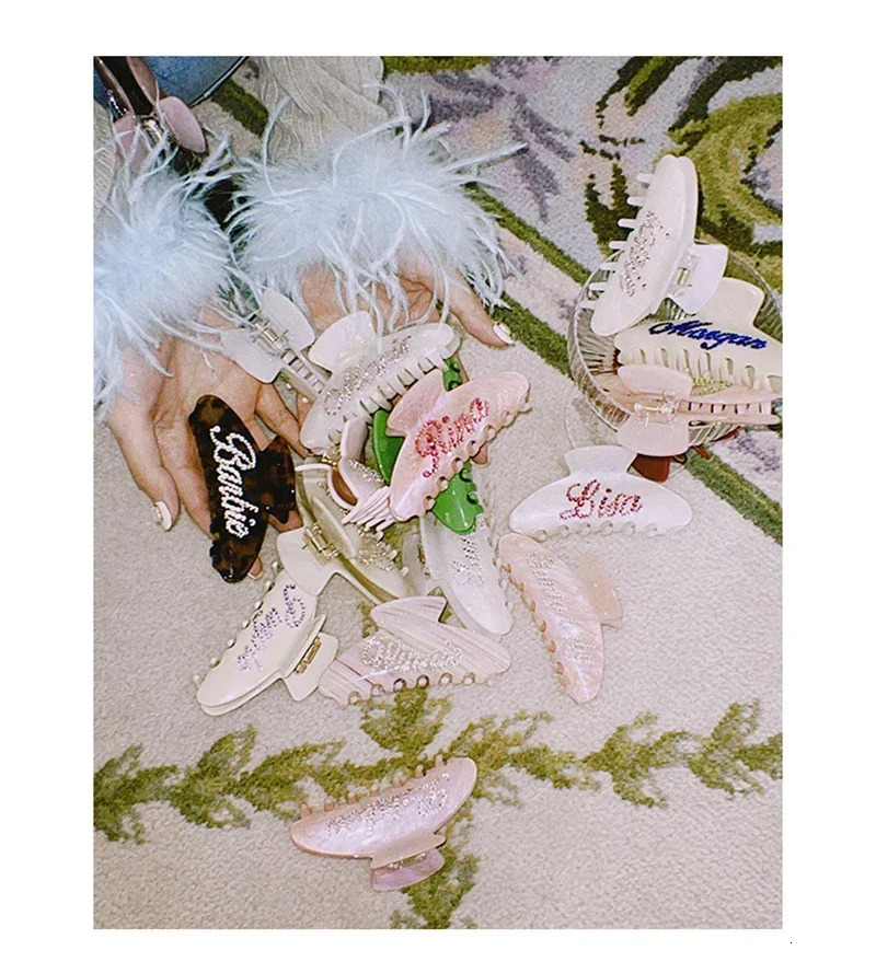 Handmade Customized Words Hairpins Hair Claw Barrettes Personalized Name Number Hair Clips Letters for Women Girls Jewelry 250106