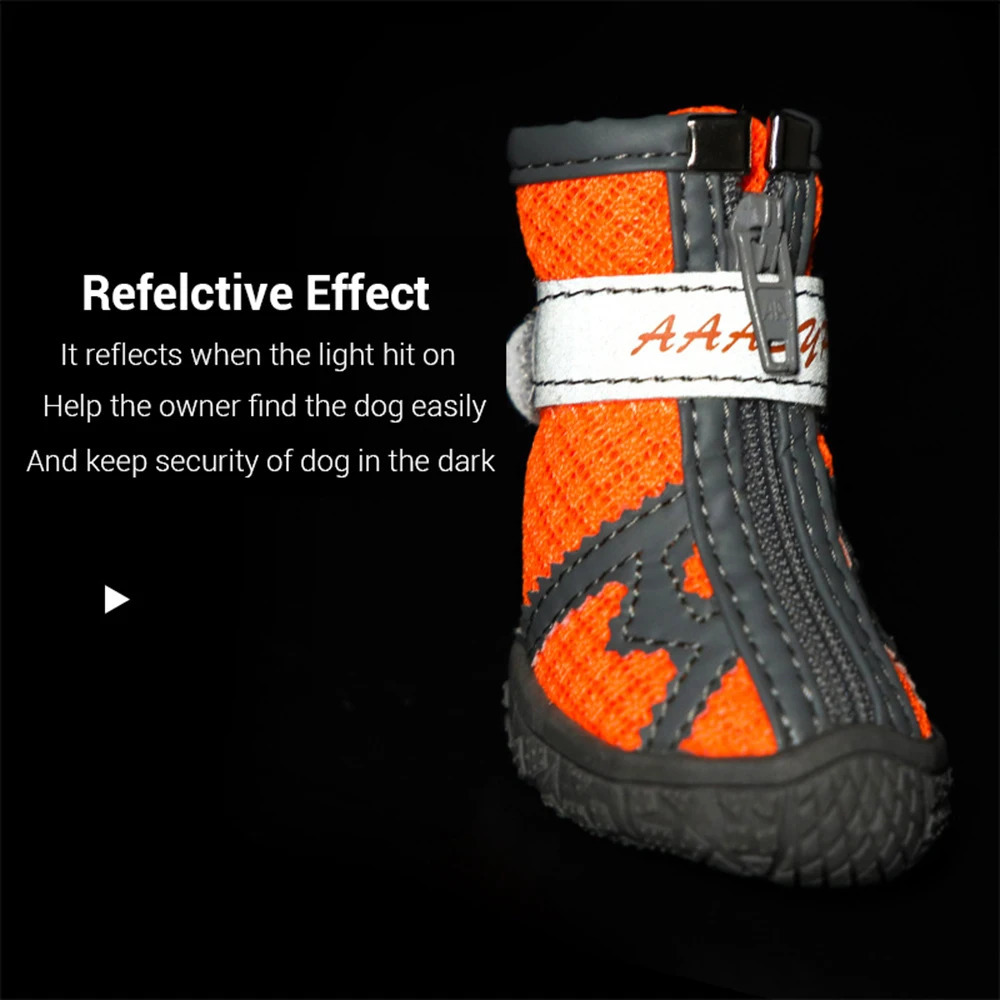 4pcs Waterproof Dog Shoes Anti-slip Rain Boots Footwear Protector Breathable Reflective Booties for Small Dogs Pet Puppy Socks 250106