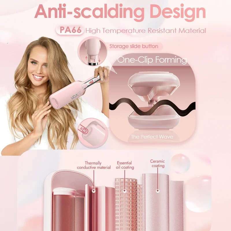 NOVUS 32MM Wavy Hair Curlers French Egg Roll Head Waver Styler 6000w negative ion Fast Heating 60 Min Auto off Curg Iron