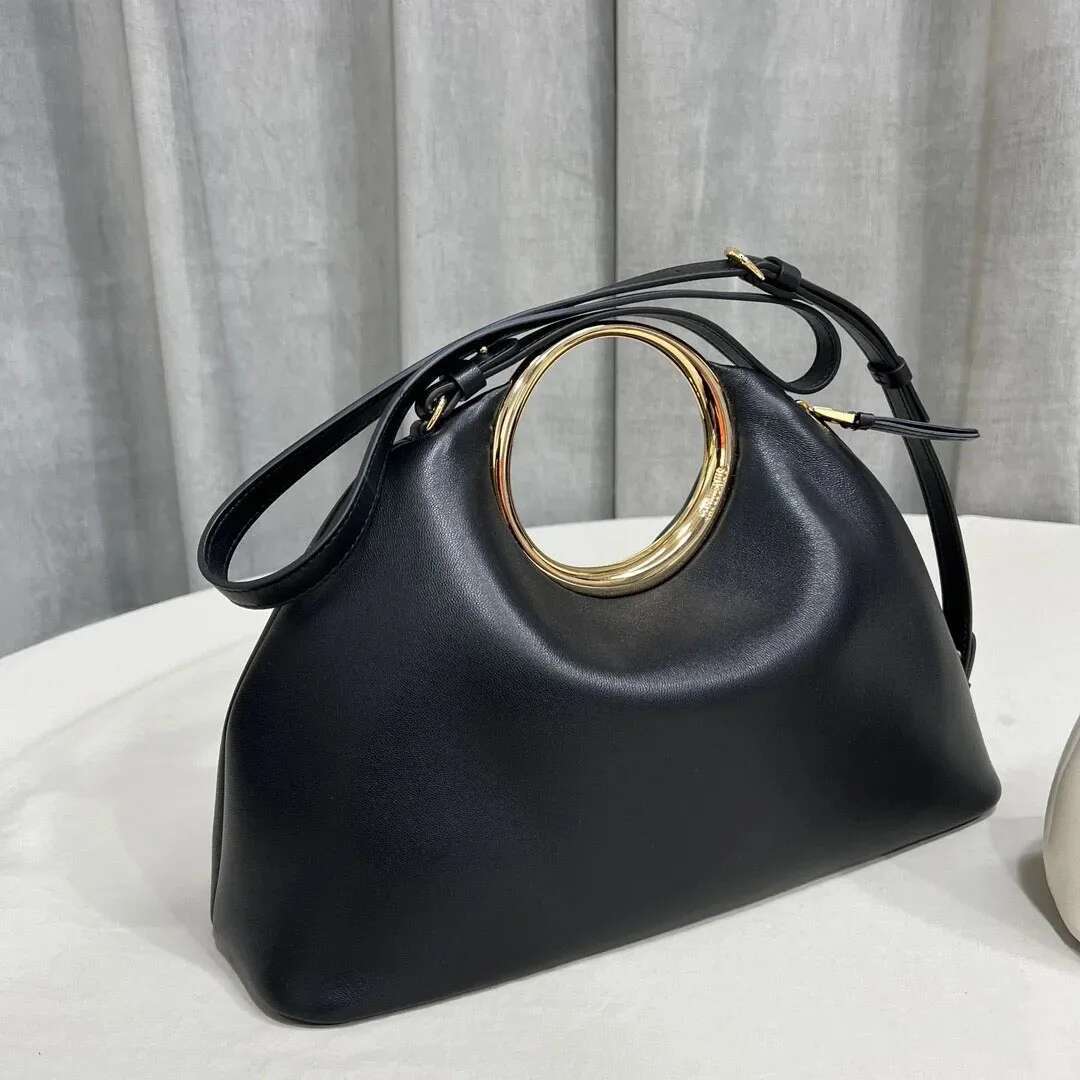 Woman bag city bag First-Layer Cowhide French Retro Genuine Leather Crossbody Bag 2025 Niche Design Hand-Carrying Ring Cloud Women's Handbag