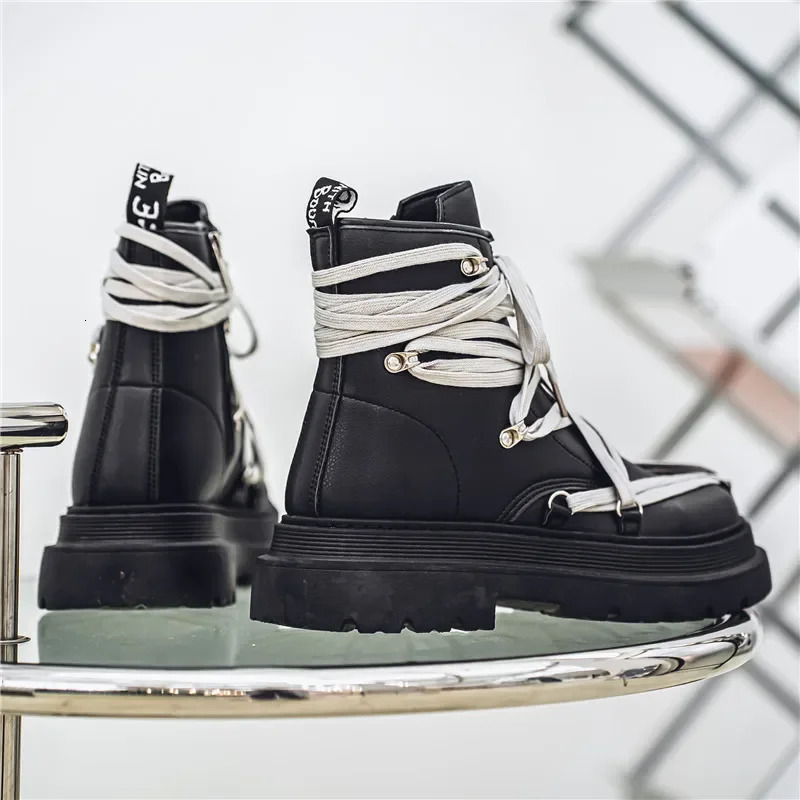 Mens Boots Casual Winter Shoes Ankle Outdoor Leather Cowboy Chelsea Tactical Hiking Work Platform Sneakers 250106