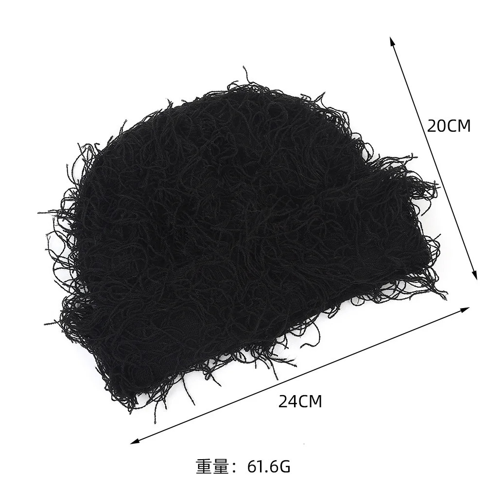 Distressed Balaclava Beanie Winter Short Hat Men Hip Hop Private Woven Grassy Knit Ski Mask Cap Women Funny Streetwear 250106