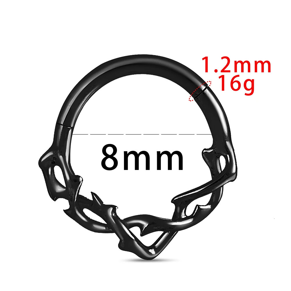 Gracezoe 1PCS ASTM F136 G23 Crown Thorns Nose Rings Septum Clicker Earrings Cartilage Tragus Helix Piercing Jewelry 250103