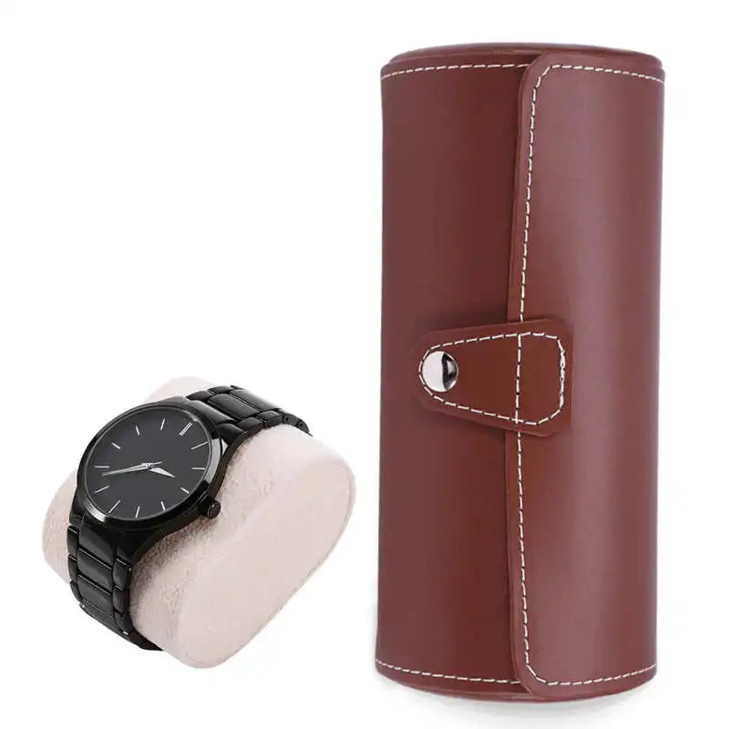 2Colors 3 Grid Cylindrical Watch Roller Stand Watch Display Box Jewelry Gift Box Watch Organizer Supplies 250102