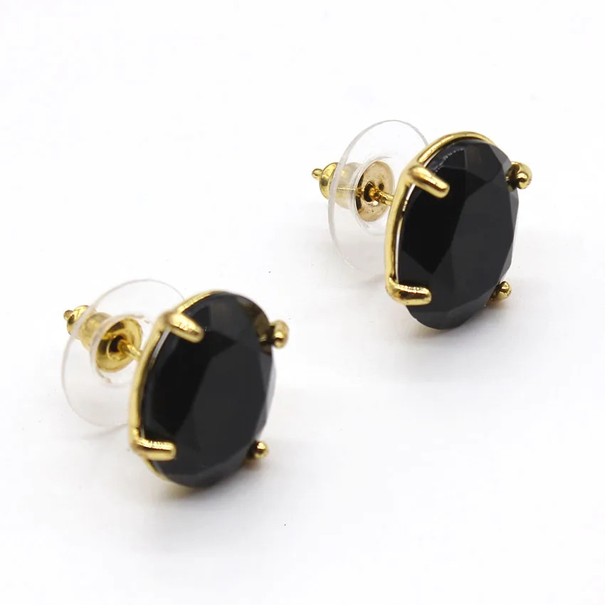 Crystal Stud Earrings for Women Girls Waterdrop Round Oval Shape Natural Lapis Lazuli Amethyst Faceted Stone Earring Jewelry