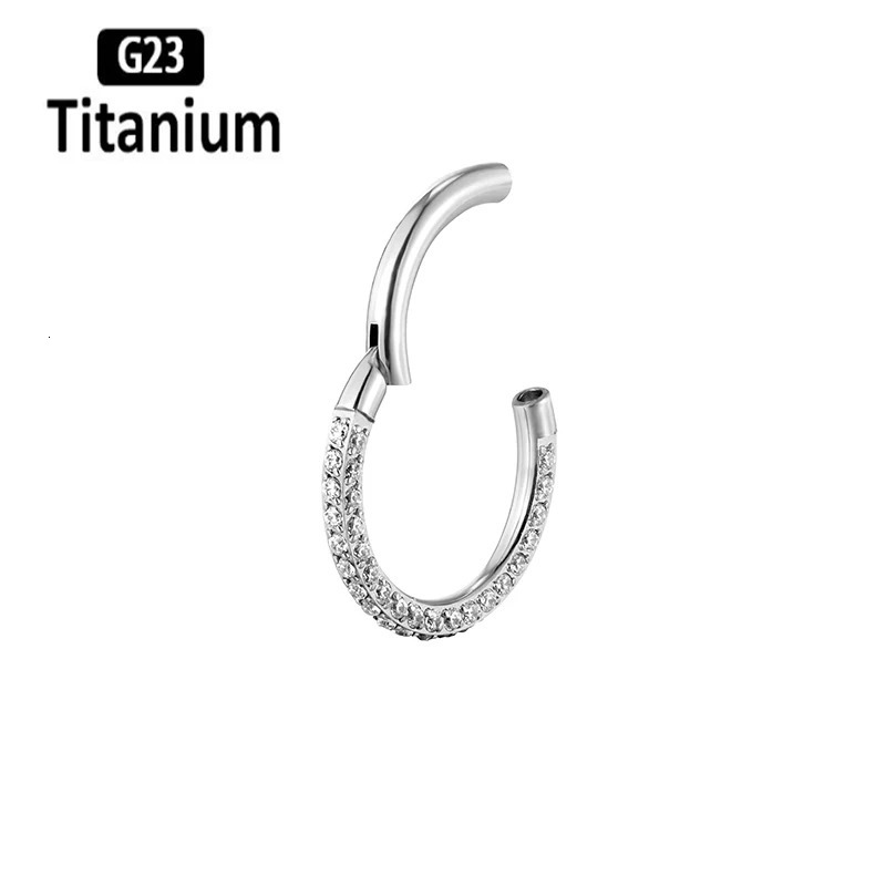 G23 High Quality Three sides Zircon Hight Segment Rings Open Small Septum Piercing Nose Earrings Helix Body Jewelry 16G 250103