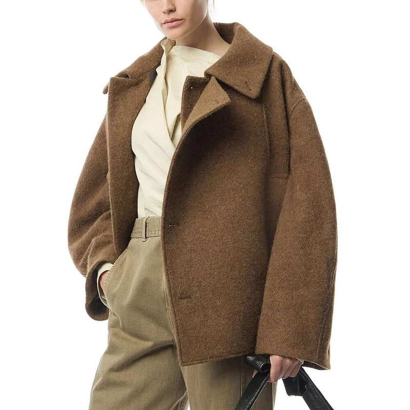 Women's Double Breasted Tweed Jacket, Wool Blend, Belt Corset, Slim, Retro, Elegant Tops, Autumn And Winter, New, Y2k, 2024