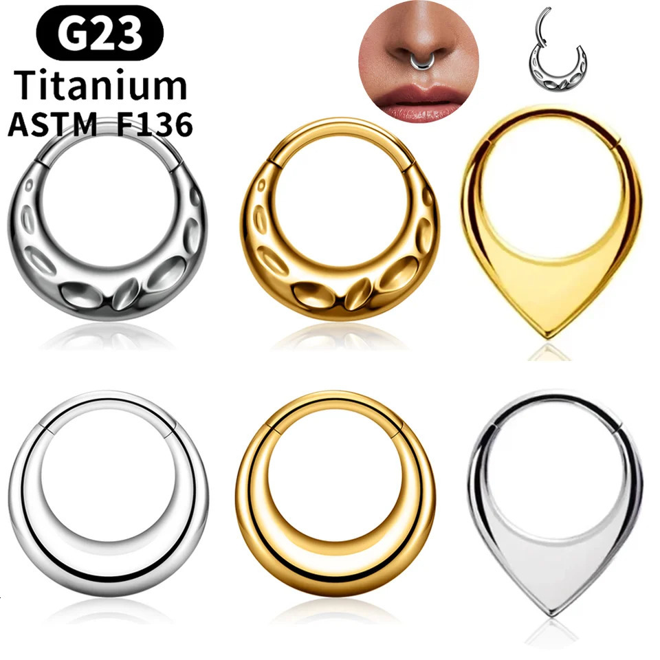 ASTM F136 G23 Piercing Septum Nose Ring Hoop 16G Bags Helix Cartilage Clicker Tragus Earrings Jewelry 250103