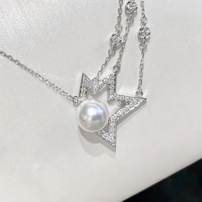 MeiBaPJ Real 925 Silver Star Earrings Necklace Ring Fine Wedding Jewelry Sets For Women Natural Big Pearl Suit 250102