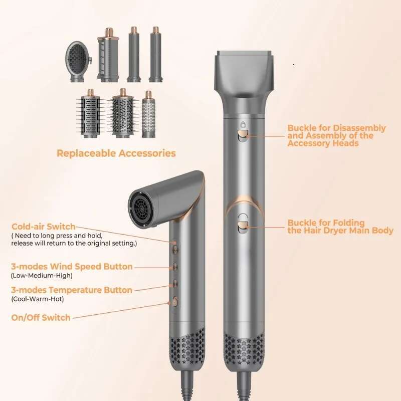 WT-622 Dryer 8 in 1 Hair Styler Tools Complete Set Salon Brushless Motor 110000rpm Professional Blower Dryerr With Comb