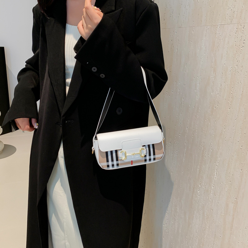 Crossbody popular saddle bag women's bag 2025 cross-border new Europe and the United States Candy color plaid all-in-one shoulder underarm ladies