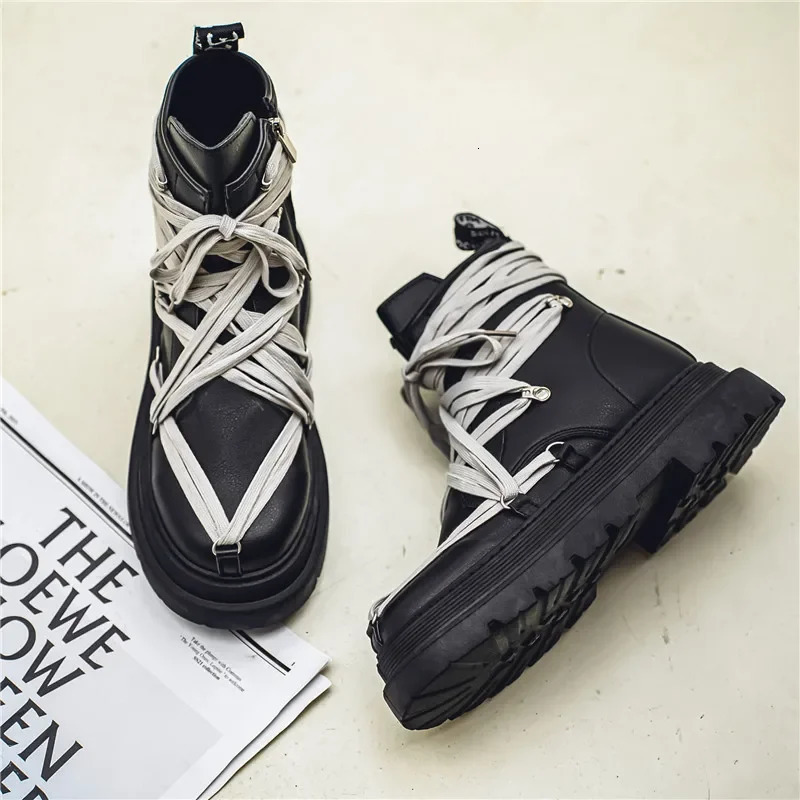 Mens Boots Casual Winter Shoes Ankle Outdoor Leather Cowboy Chelsea Tactical Hiking Work Platform Sneakers 250106