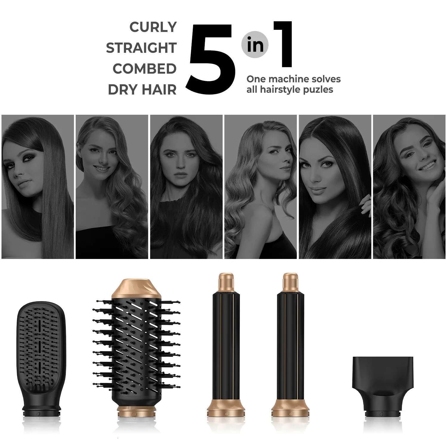 New 5 In1 Dryer Curg Iron Straightener Brush Electric Hairdryer Folding Styg Comb Multi Styler Hair Care