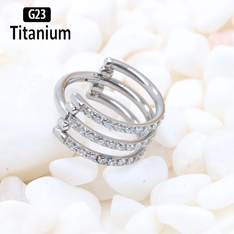 G23 Piercing 3 row zircon Hoop Septum Clicker Nose Rings Tragus Ear Cartilage Helix Conch Lip Body Jewelry earrings 250103