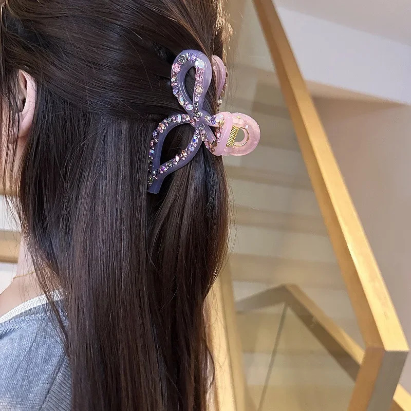 High-end Korean Style Full Bow Hair Clip Transparent Jelly Shark Clip Hair Tail Comb Grabber 250106