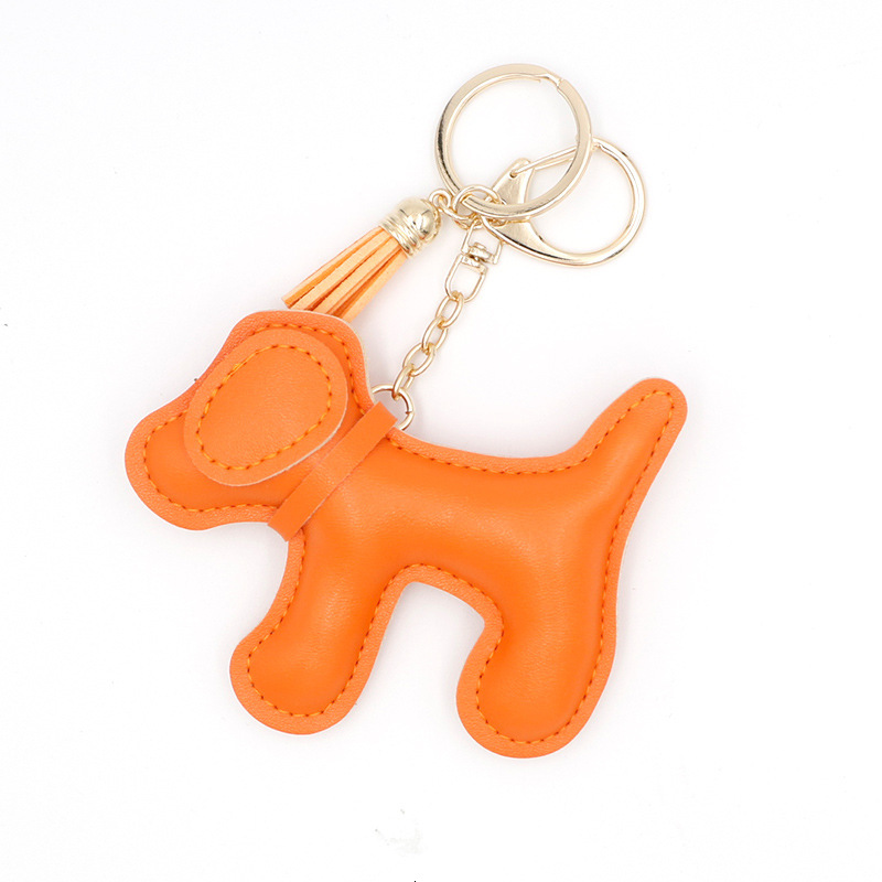 Leather Keychain Creative Cute Macaron Color Filled Cotton Doll Tassel Backpack Pendant Accessories