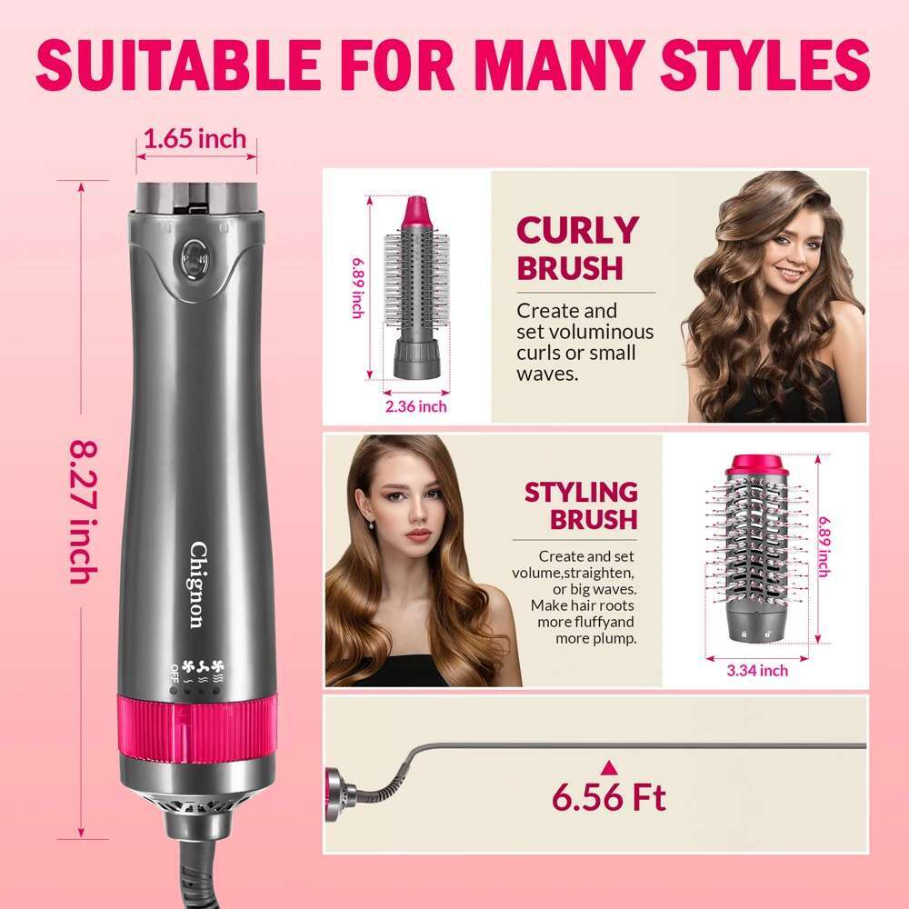 CHIGNON Hot Air One Step Styler Blow Dryer Brush Create Voluminous Curls Hair Styg Appliances