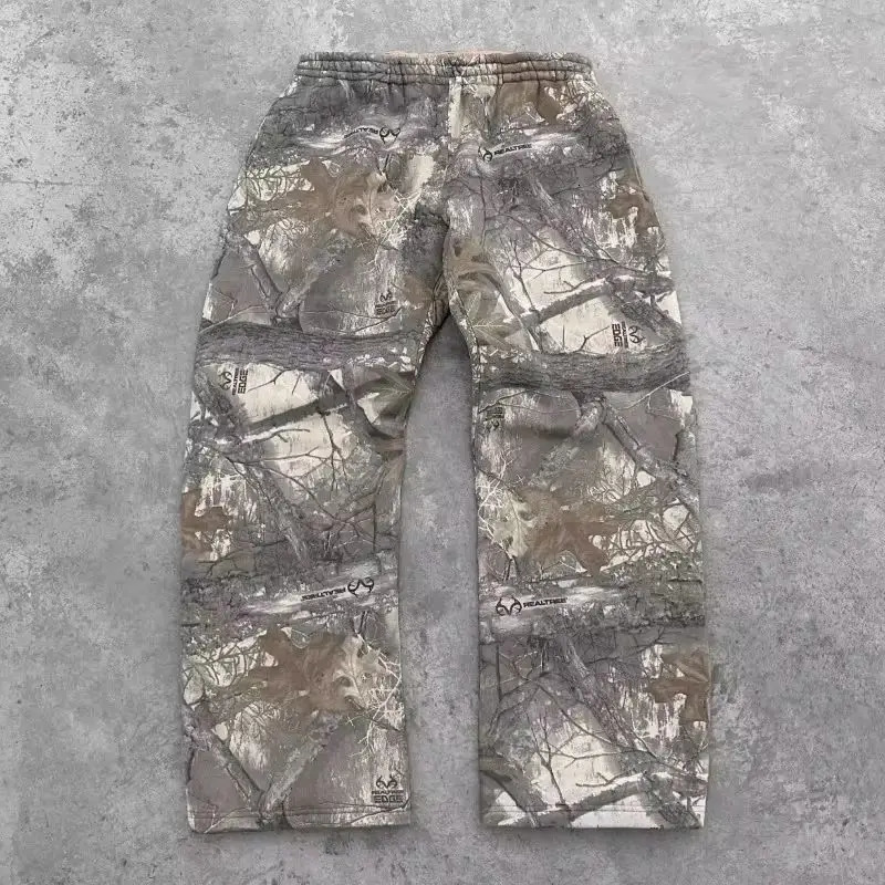 Y2K mens pants Harajuku retro camouflage pattern bag casual sports pants hip-hop gothic mens wide leg pants 250103