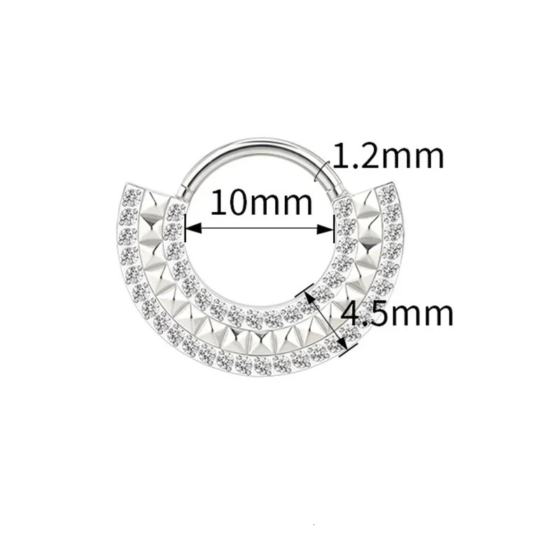 ASTM F-136 Ear Nose PIERC Cartilage Earring Piercing CZ Paved Side Rings Segment Hoops Clicke Tragus Ring Jewellery 250103