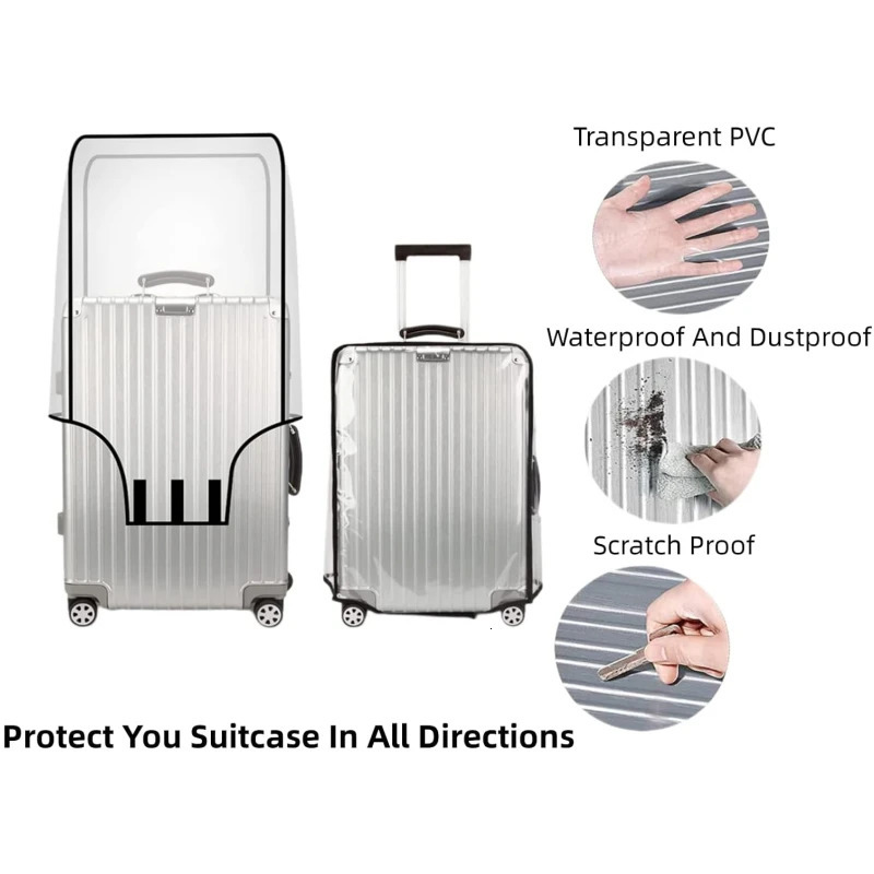 20-30inch Luggage Cover Transparent Protector Waterproof Thickened Suitcase Cover PVC Rolling Cover for Traveling Suitcase 250103