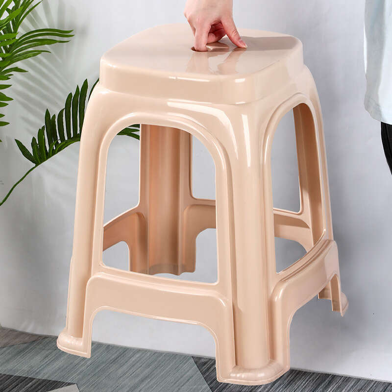 0116 Family dining chairs, red household thick stackable simple square stools, plastic high and low chairs