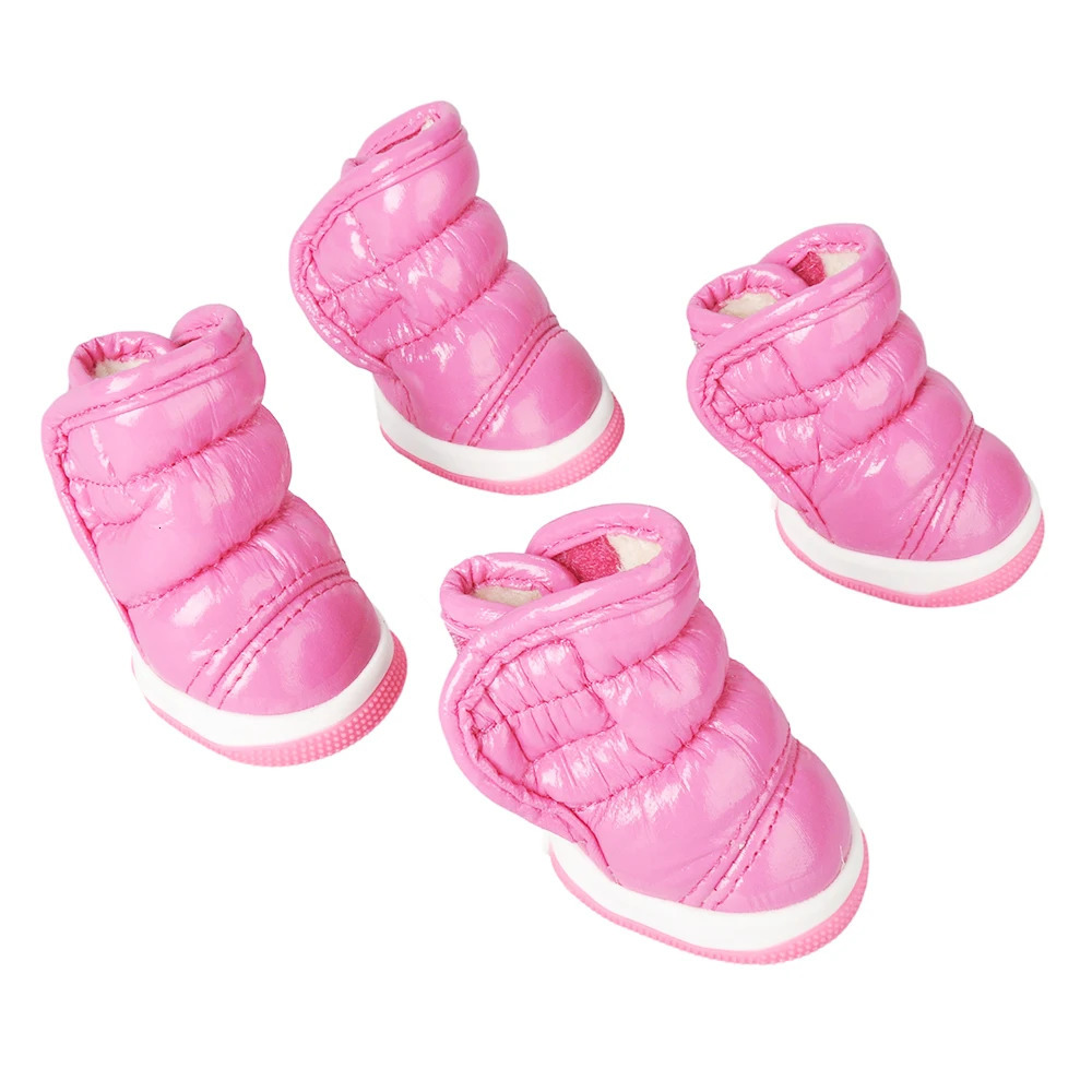 4 Piece Set of Pet Winter Cotton Shoes Leather Waterproof Warm Dog Boots Warm Boots for Small Dogs Outdoor Walking 250106