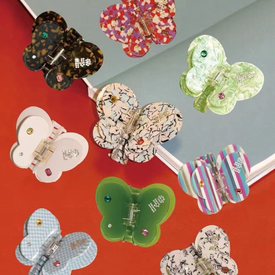 Non-marking acetate scratch clip butterfly shark clip hair clip hair accessories senior sense of cute headdress dopamine Yiwu accessories