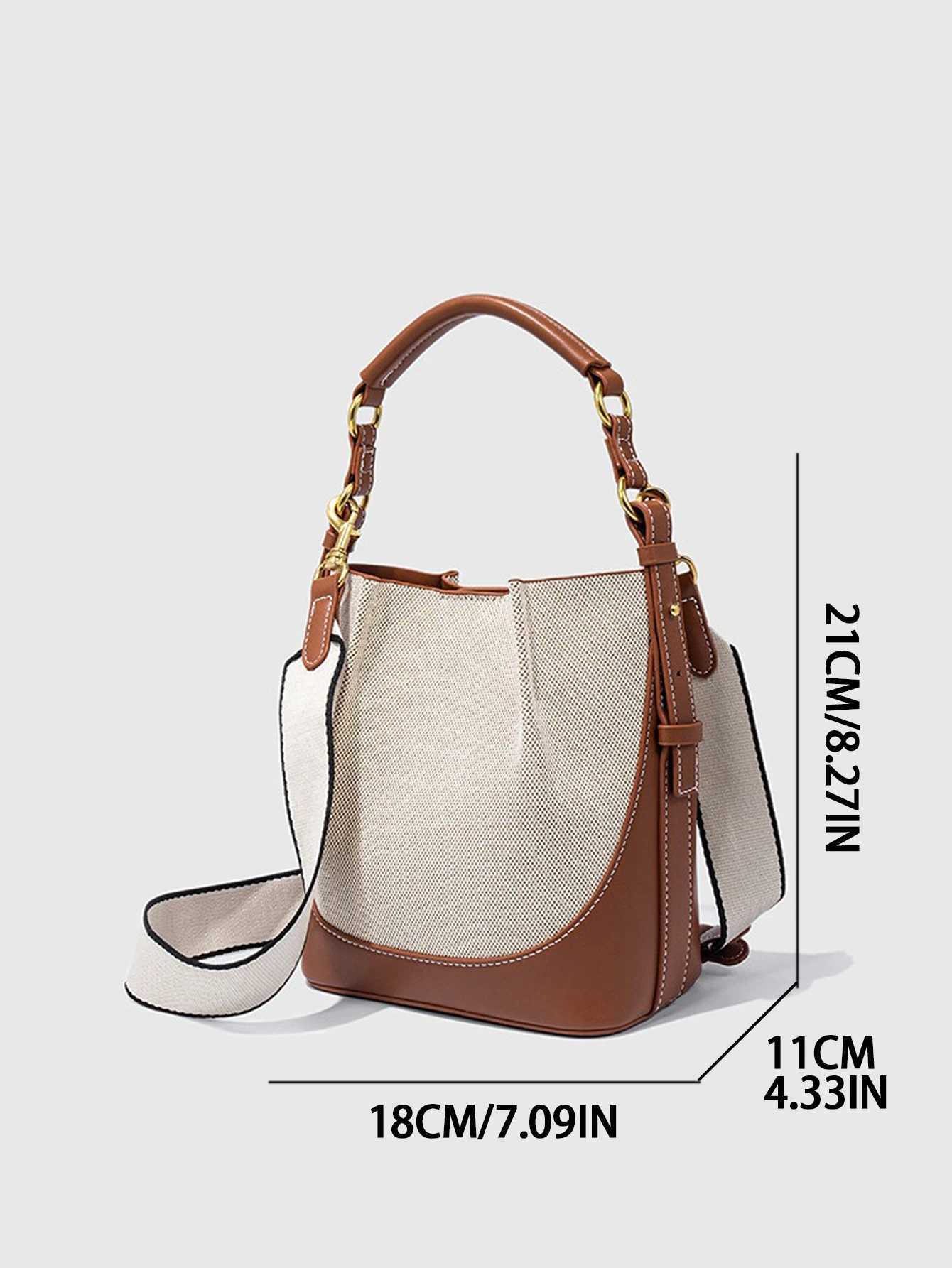 Womens Bag 2024 New Large Capacity Wide Shoulder Strap Single Shoulder Handbag with Bundle Mouth Handheld Crossbody Bucket BagC250106