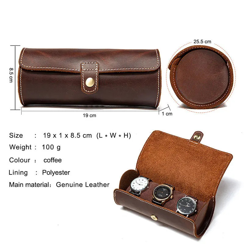 3-slot watch roll travel case fashionable and portable leather display screen watch storage box flip cover convenient watch box 250102