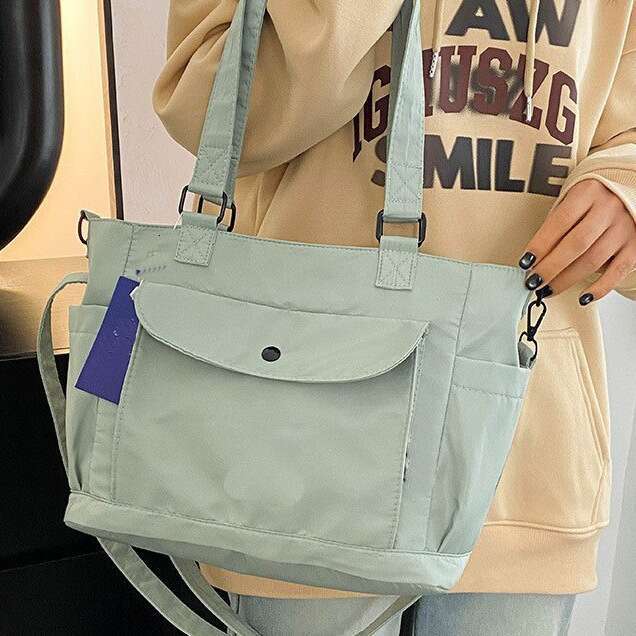Large Capacity New Foreign Trade Women's Korean Version Fashionable Hand-Held Shoulder Crossbody Simple Large Nylon Tote Bag
