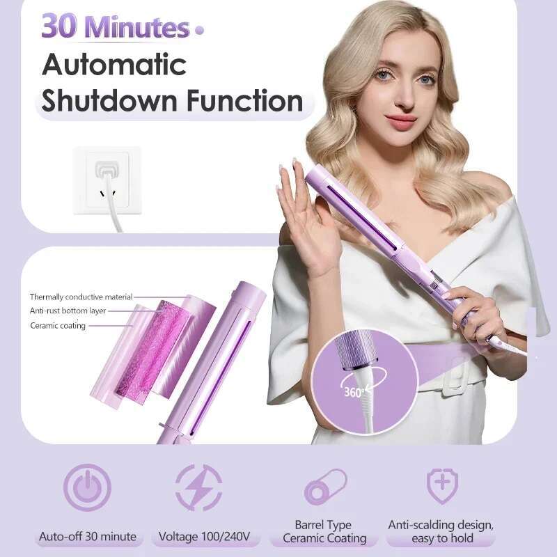 NOVUS Curg Irons 32/36/40mm Hair Curler 4000W Negative Ion Ceramic Care Big Wand Wave 30 Min Auto-off Fast Heating Styler