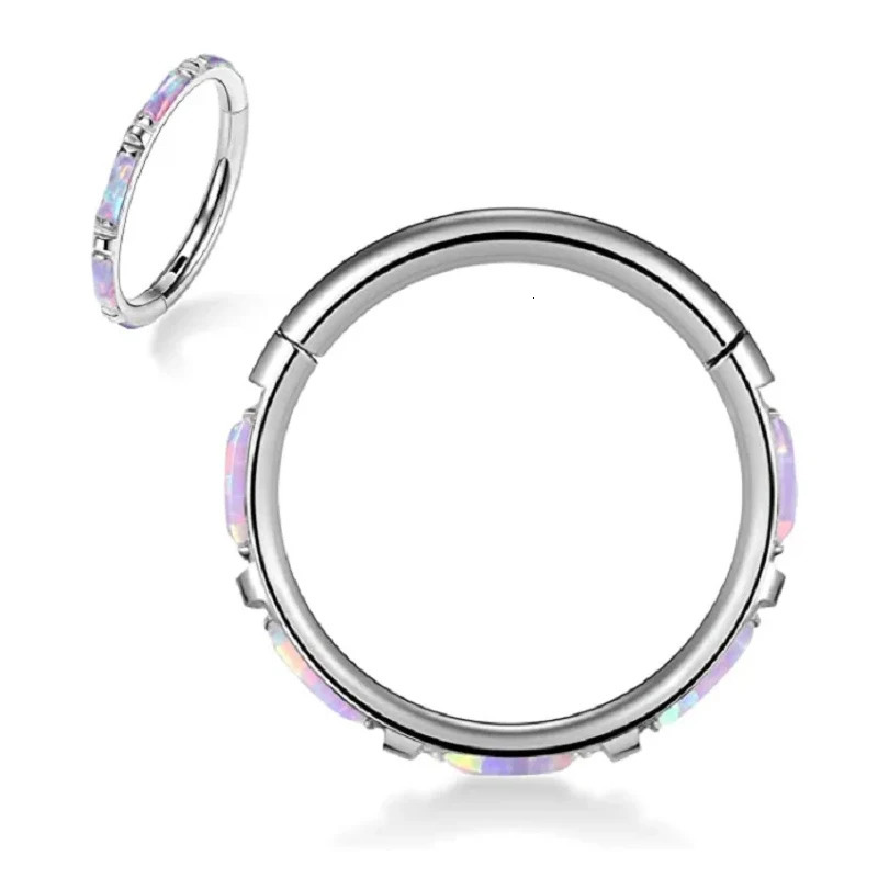 F136 Nose Ring Opal Hinged Septum Clicker Segment Ear Tragus Cartilage Helix Daith Lip Nose Sutd Body Piercing Jewelry 250103